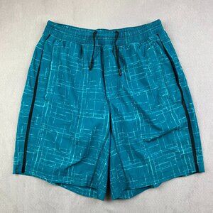 Lululemon Mens Shorts Large Blue Striped Pace Breaker 9" Lined Liner Lightweight